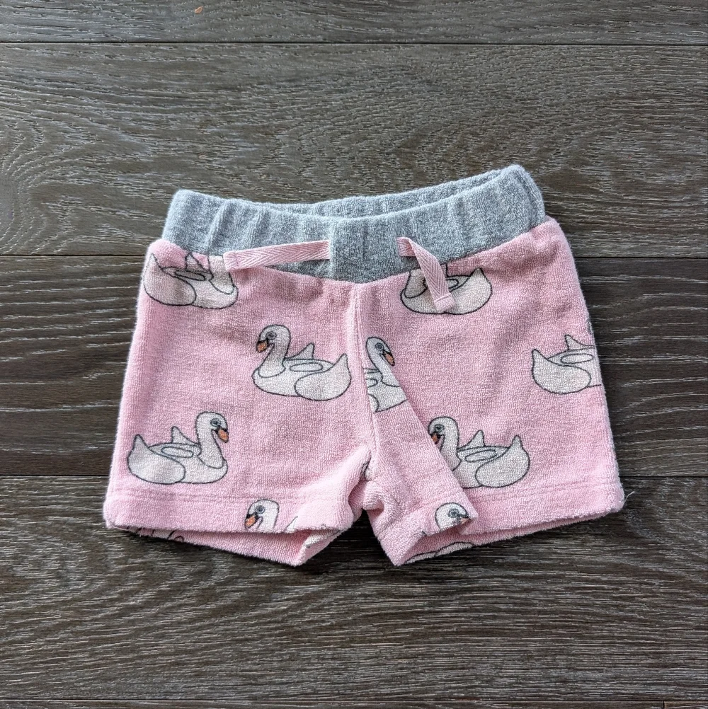 Monica + Andy Pink Swan Terry Sleeveless Hooded Baby Outfit Set Size 6-12 Months